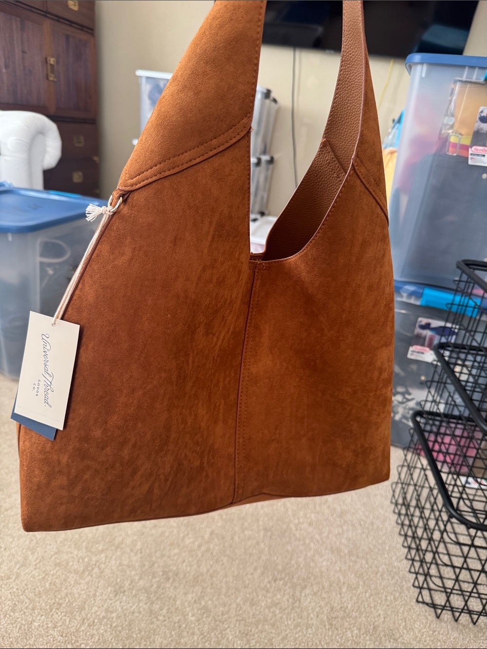 Universal Thread Suede Shoulder Bag in Cognac